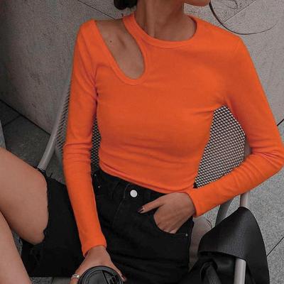 Long sleeved T-shirt women's round neck slim bottomed top