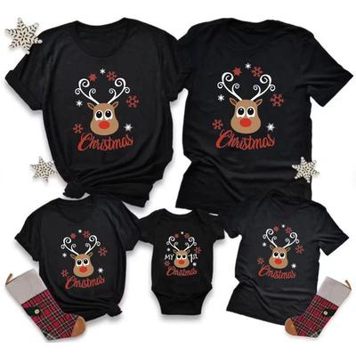 New Reindeer Family Christmas Shirts Cotton Matching Dad