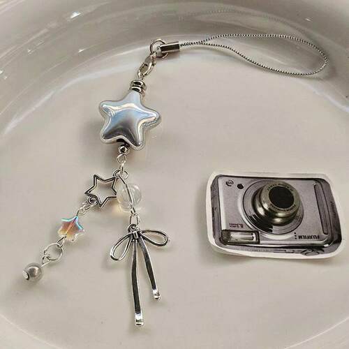 Cellphone Lanyard Keychain For Phone Y2K Style Metal Silver