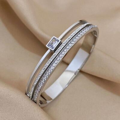 Stainless Steel Cuff Bracelet For Women Mens Gold Silver手镯
