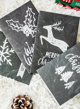 Black Christmas Tree Greeting Card Vintage Style Envelope