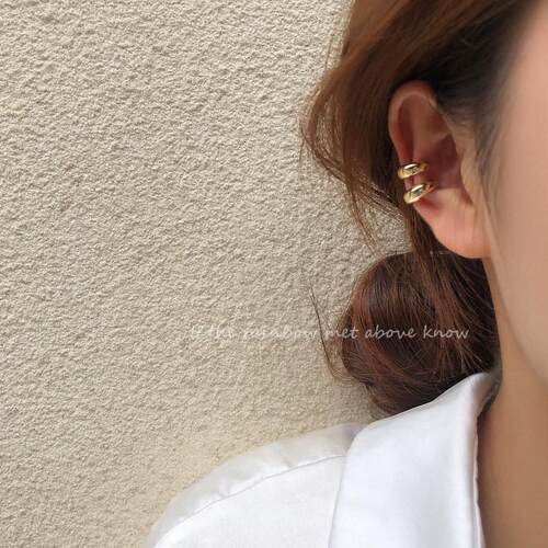 Korean Zircon Small Ear Cuff Set Ear Clips Vintage Gold Colo
