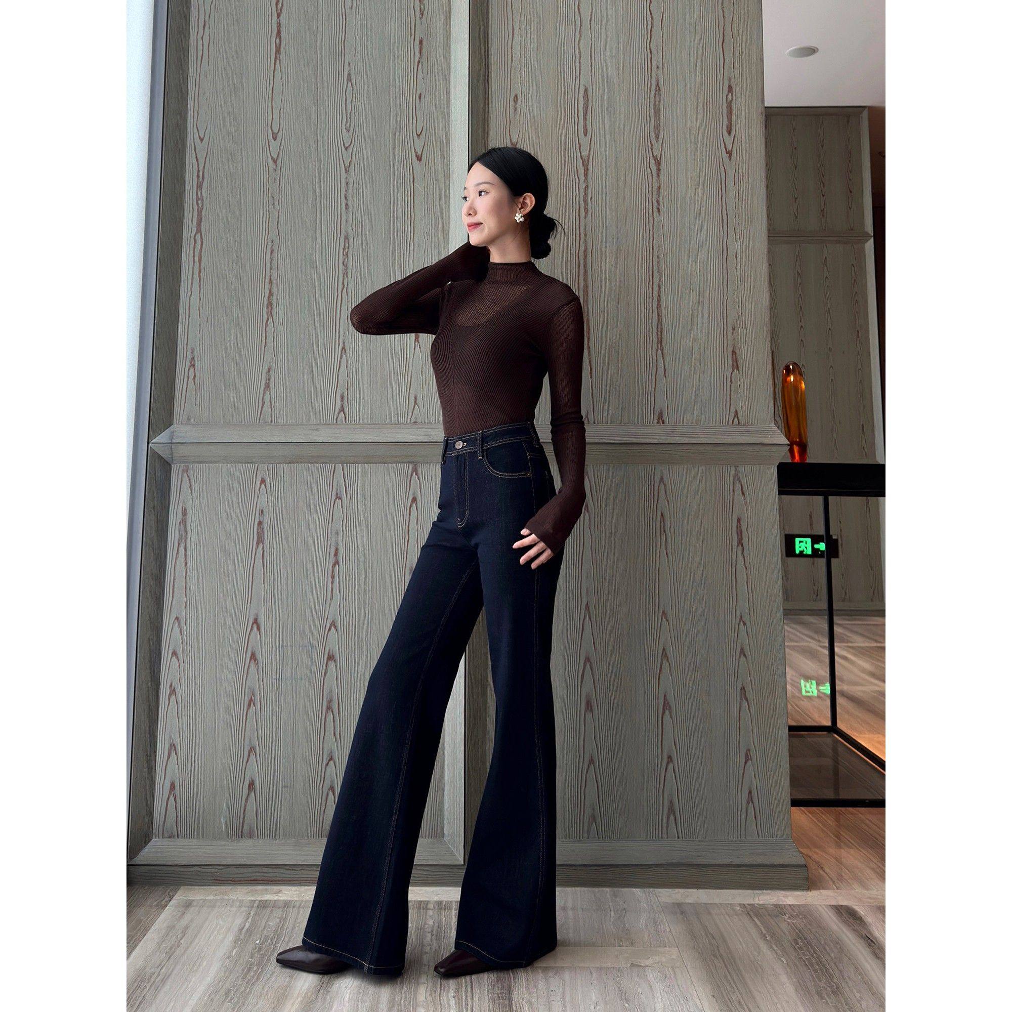 高腰紧身直筒微喇叭牛仔裤适合秋季覆古提臀弹力裤,女装/女士精品,牛仔裤,淘宝优惠券,粉丝福利购,淘宝优惠卷