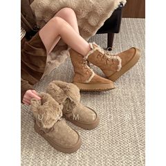 法国Uamtor工装风雪地靴女2025秋冬季百搭厚底加厚保暖棉鞋短靴