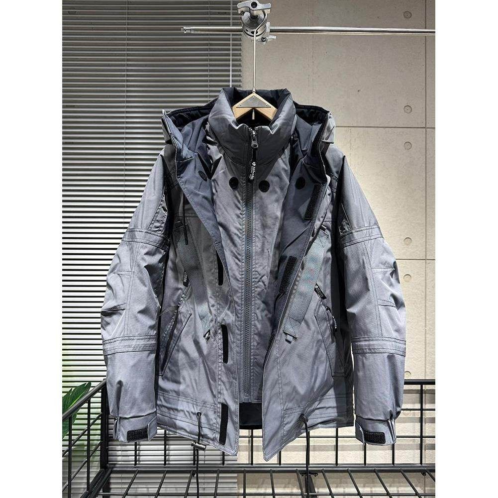 代购高品质冬季新款90绒工装连帽羽绒服男潮牌宽松多口袋鸭绒外套