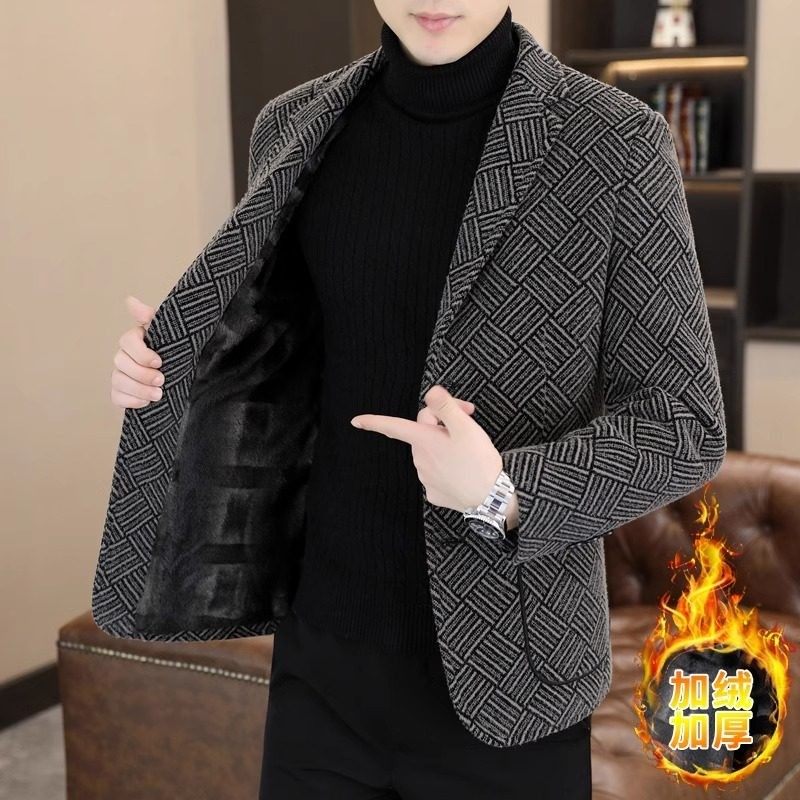 高端羊毛西装男秋冬季新款加绒加厚毛呢外套韩版修身男士小西服帅,男装,休闲西服,淘宝优惠券,粉丝福利购,淘宝优惠卷