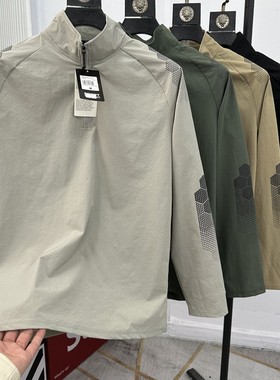 Ander Jurnal 立领长袖T恤男半拉炼户外运动防风速干透气男士上衣