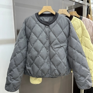 商场同款2025冬季新款高端欧货菱格羽绒服女时尚宽松90白鸭绒外套