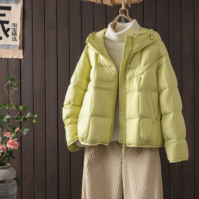 小个子时尚连帽90白鸭绒羽绒服女