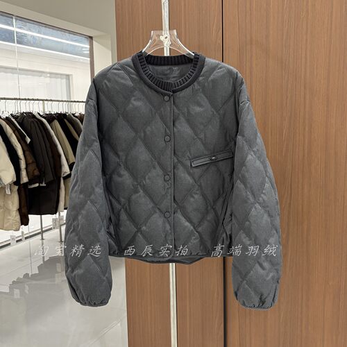 冬季高端菱格羽绒服女短款时尚
