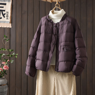 新款 2025冬季 百搭显瘦保暖外套 木耳领90绒羽绒服女短款 小个子时尚