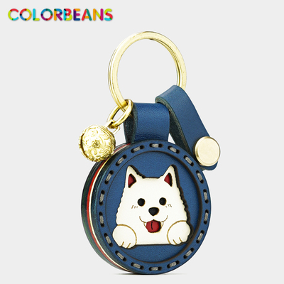 卡通牛皮狗狗钥匙扣门禁卡airtag