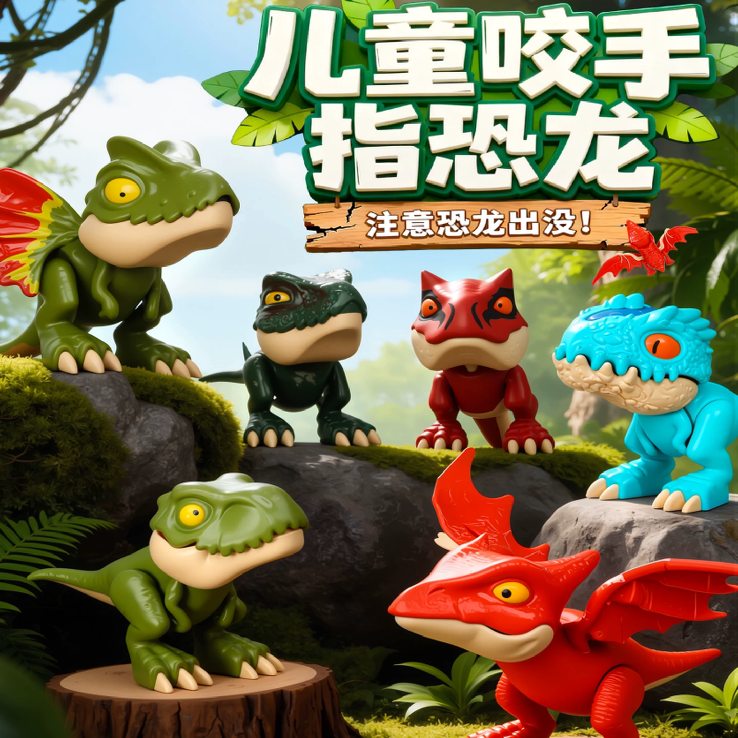 恐龙玩具关节可动咬手指套翼龙霸王龙三角龙虐暴龙儿童玩具可爱