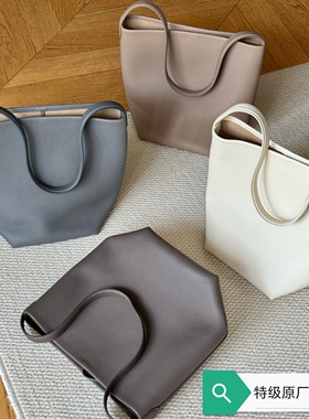 TR新款原厂皮水桶包row包手提包牛皮中号桶包单肩包大容量托特包