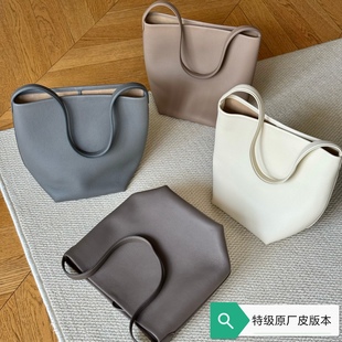 TR新款原厂皮水桶包row包手提包牛皮中号桶包单肩包大容量托特包
