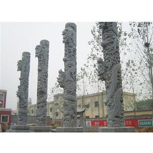 家祠石雕龙柱子厂家广场汉白玉龙柱雕塑价格景观石刻云柱图片