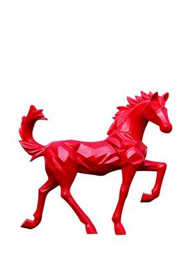 玻璃钢仿真几何白马雕塑商场景观售楼部块面抽象几何动物装饰摆件