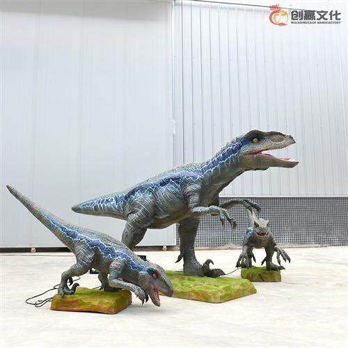 大型仿真恐龙仿真动物迅猛龙群大小迅猛龙联动组合景区公园装置