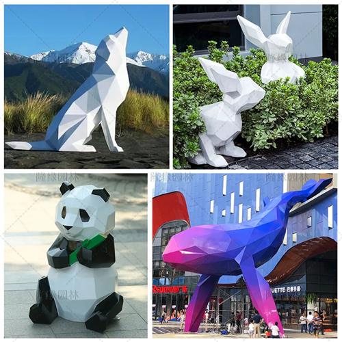 不锈钢雕塑定制大型户外景观金属商场动物几何熊卡通创意摆件工艺