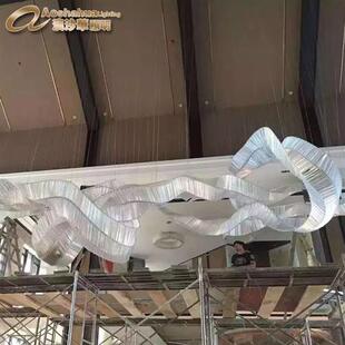 简约飘带酒店灯具廊道透明玻璃led吊灯酒店工程灯玻璃吊线灯