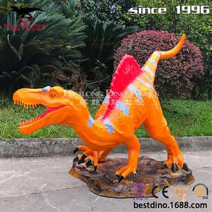 恐龙工厂吉祥物定制玻璃钢棘龙摆件模型庭园雕塑春节氛围产品