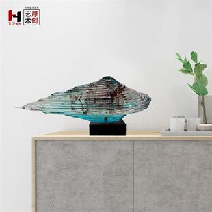 精品家居摆饰装 饰品酒店样板房摆件抽象透明树脂仿琉璃雕塑
