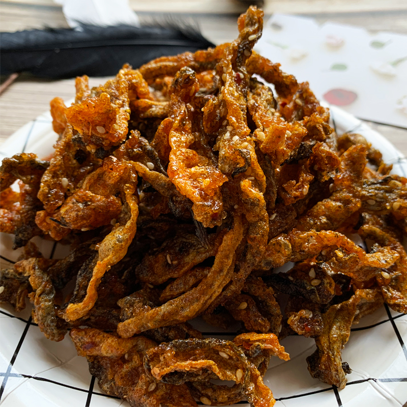 香辣鱼皮500g零食小吃即食蜜汁鳕鱼皮鱼干办公室宿舍追剧休闲零食