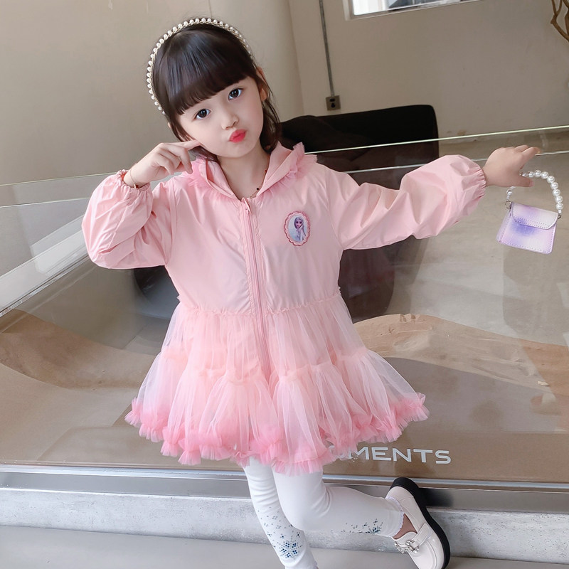 2026新款女童连帽外套宝宝艾莎公主衫儿童春秋薄款洋气tutu裙风衣