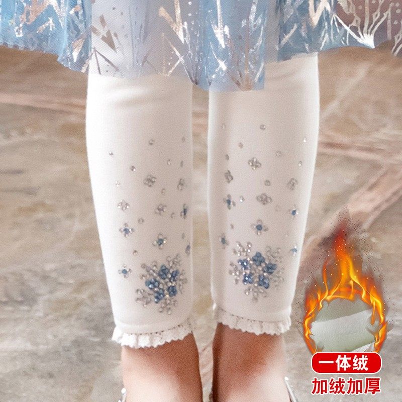 纯棉女童加绒打底裤2025秋冬款儿童白色爱莎烫钻裤宝宝外穿裤子,童装/婴儿装/亲子装,裤子,淘宝优惠券,粉丝福利购,淘宝优惠卷