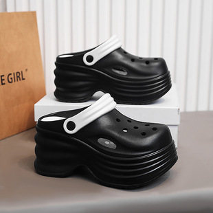 厚底增高8cm洞洞鞋女夏季外穿防滑透气凉鞋沙滩海边柔软舒适凉拖