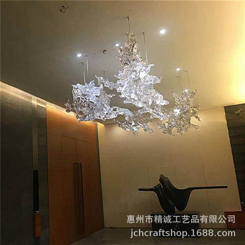铂晶高端透明树脂浪花吊饰水龙造型空间吊饰挂件商业空间装饰品