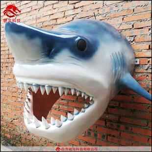 大型鲨鱼玻璃钢雕塑海鲜店机模动雕美陈装 置 饰模型摆件商场鲨鱼装