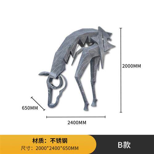 创意不锈钢马雕塑大摆件工厂会所酒店大堂抽象动物装饰艺术品