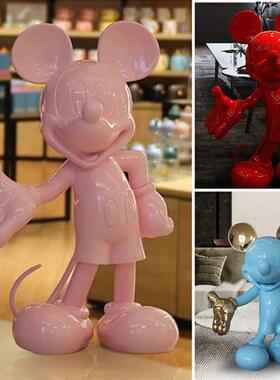 米老鼠落地大摆件卡通米奇玻璃钢雕塑创意家居玄关轻奢简约装饰品