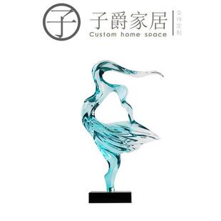 新中式 轻奢酒店售楼处雕塑艺术品简约现代抽象透明树脂桌摆件N