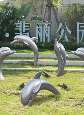 户外仿真海豚摆件玻璃钢动物海洋雕塑园林景观售楼处水池沙滩装饰