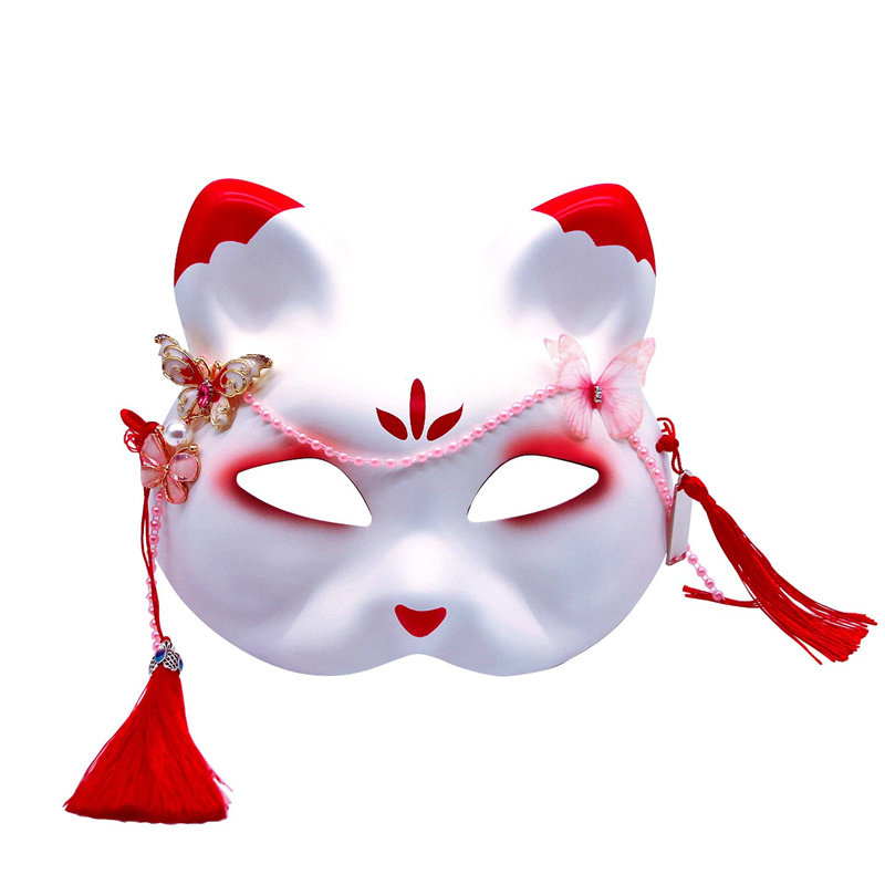 抖音古风狐狸面具半脸汉服配饰女面罩万物有灵万圣节化妆舞会道具