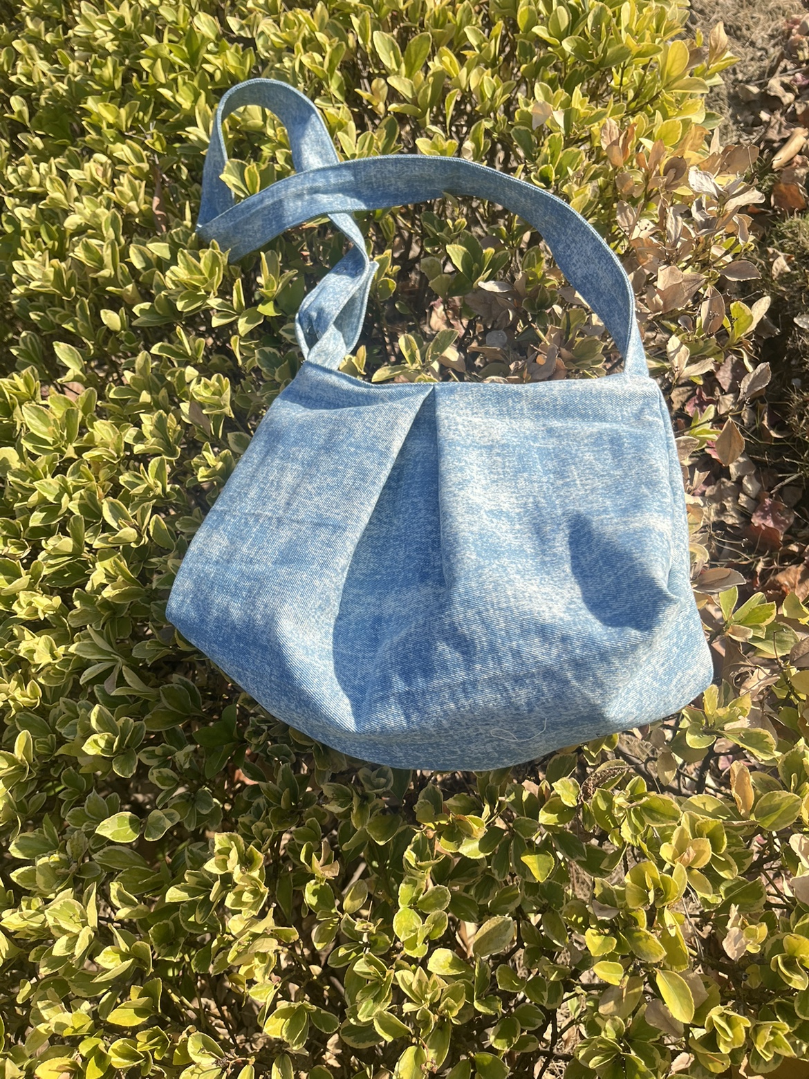 自制做旧牛仔云朵包 慵懒休闲包 可调节肩带斜垮包 云朵褶皱包