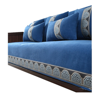 新中式沙发垫子四季通用防滑坐垫实红木雪尼尔盖布实木123盖套罩