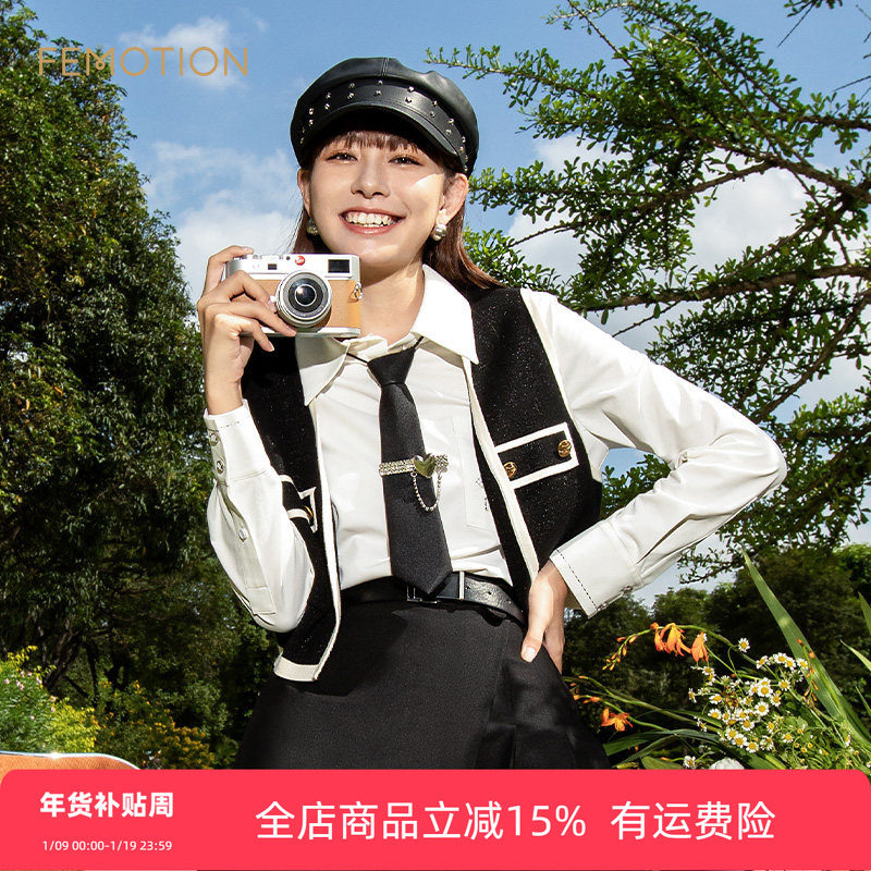 旗下芬岸女装专柜同款春季气质帅气小香风拼色超短款马甲XK1S3204,女装/女士精品,短外套,淘宝优惠券,粉丝福利购,淘宝优惠卷