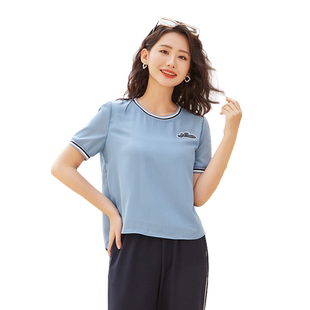 umisky优美世界女装夏季罗纹针织圆领短款套头上衣VK2G1028