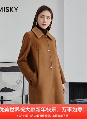 umisky优美世界冬季翻领简约气质毛呢大衣外套NK4E1939