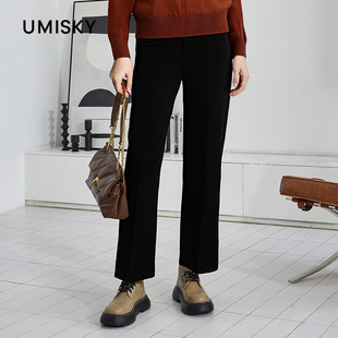 umisky优美世界冬季 NK4F1982 百搭直筒休闲长裤