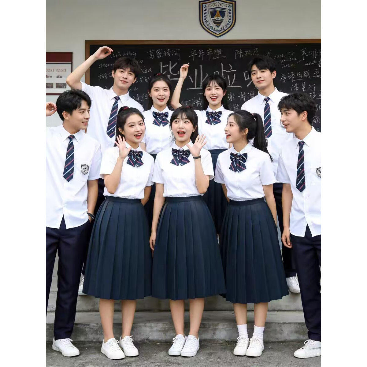 朗读合唱比赛演出服长裙初中高中生小学生运动会毕业班服校服套装