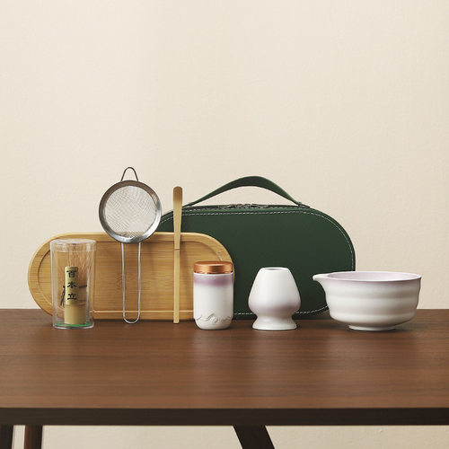 抹茶碗渐变紫日式陶瓷茶具套装尖嘴碗茶筅茶勺百本立仿宋点茶工具