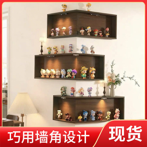 木质转角置物架墙上90度拐角书架 悬空墙面装饰架 客厅墙壁架