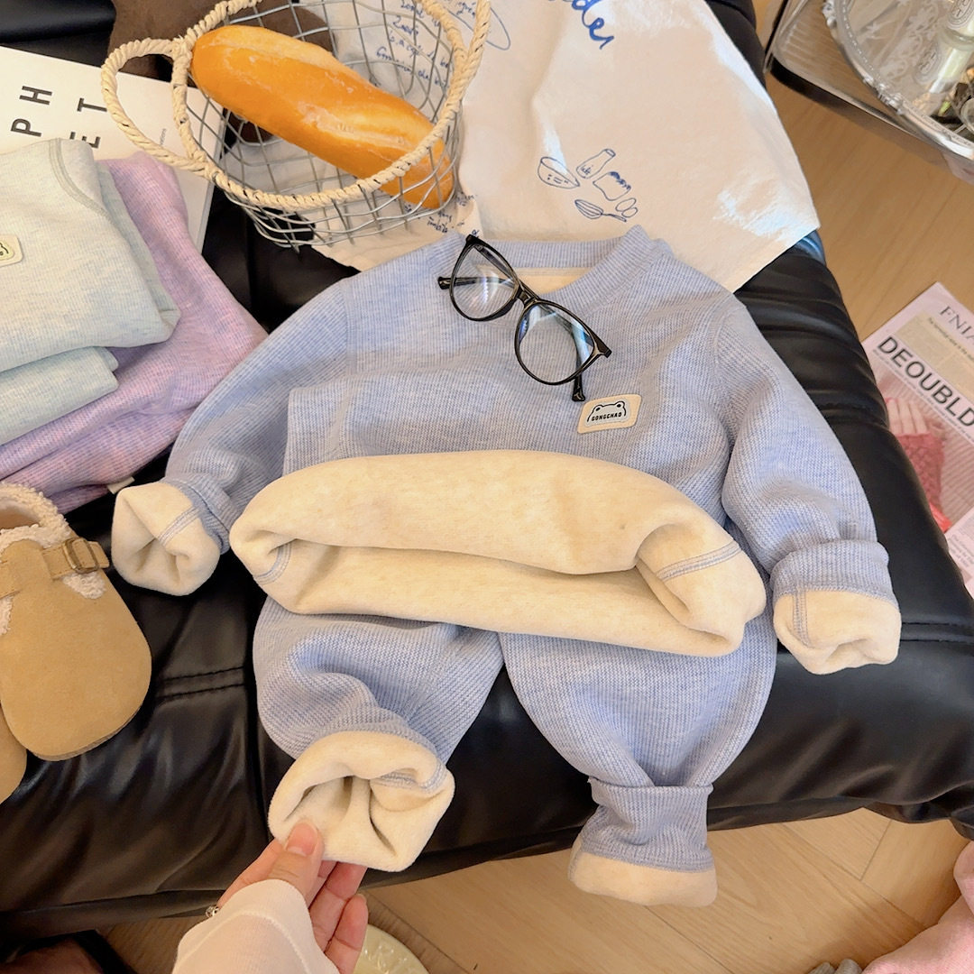 儿童秋冬内衣套装考拉绒新款男童睡衣女宝宝秋衣秋裤家居服童装