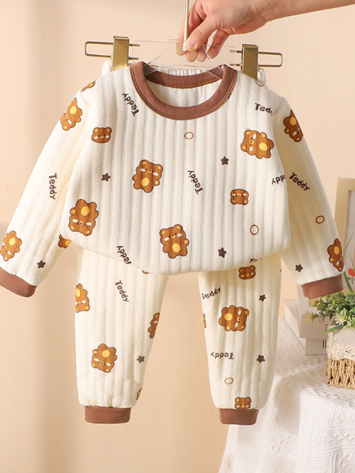 가을 겨울 신상 어린이 누비 열 속옷 세트 3겹 따뜻하고 두꺼운 소년 소녀 가을 옷과 긴 바지