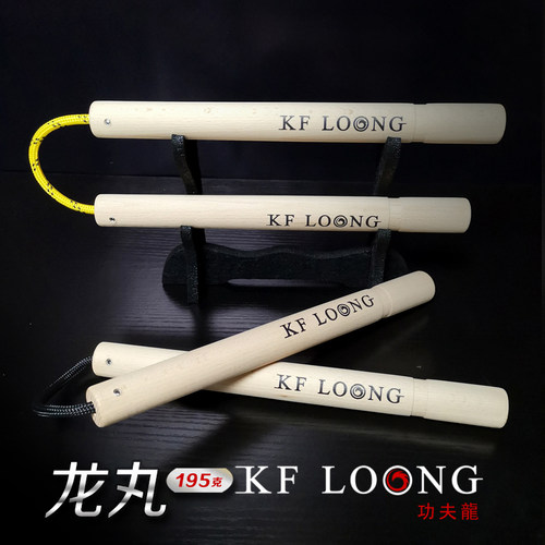 功夫龙舞花款实木绳版双节棍
