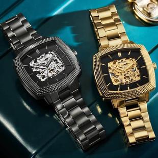 Fossil Machine 代购 联名款 Jonas Luxe 镂空自动机械黑金 Nick
